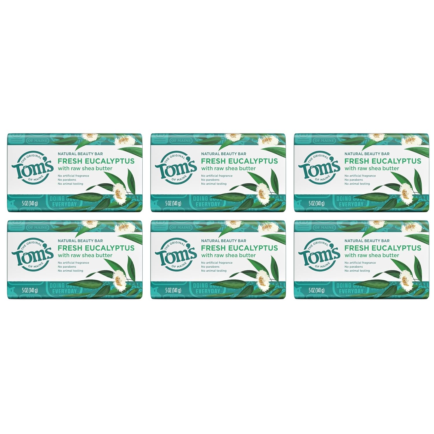 imageToms of Maine Natural Bar Soap Variety Pack Lavender amp Shea Creamy Coconut Orange Blossom Lemon Bergamot Dermatologically Tested Paraben Free Vegan 4 CountEucalyptus