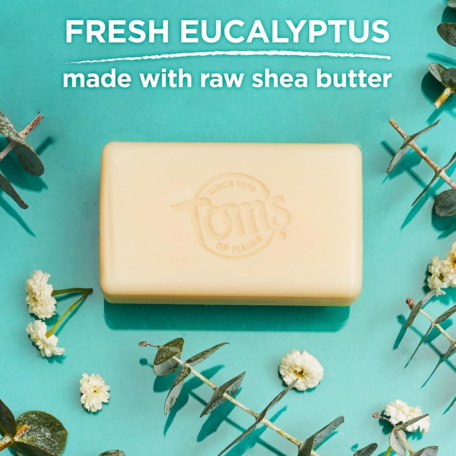 imageToms of Maine Natural Bar Soap Variety Pack Lavender amp Shea Creamy Coconut Orange Blossom Lemon Bergamot Dermatologically Tested Paraben Free Vegan 4 CountEucalyptus