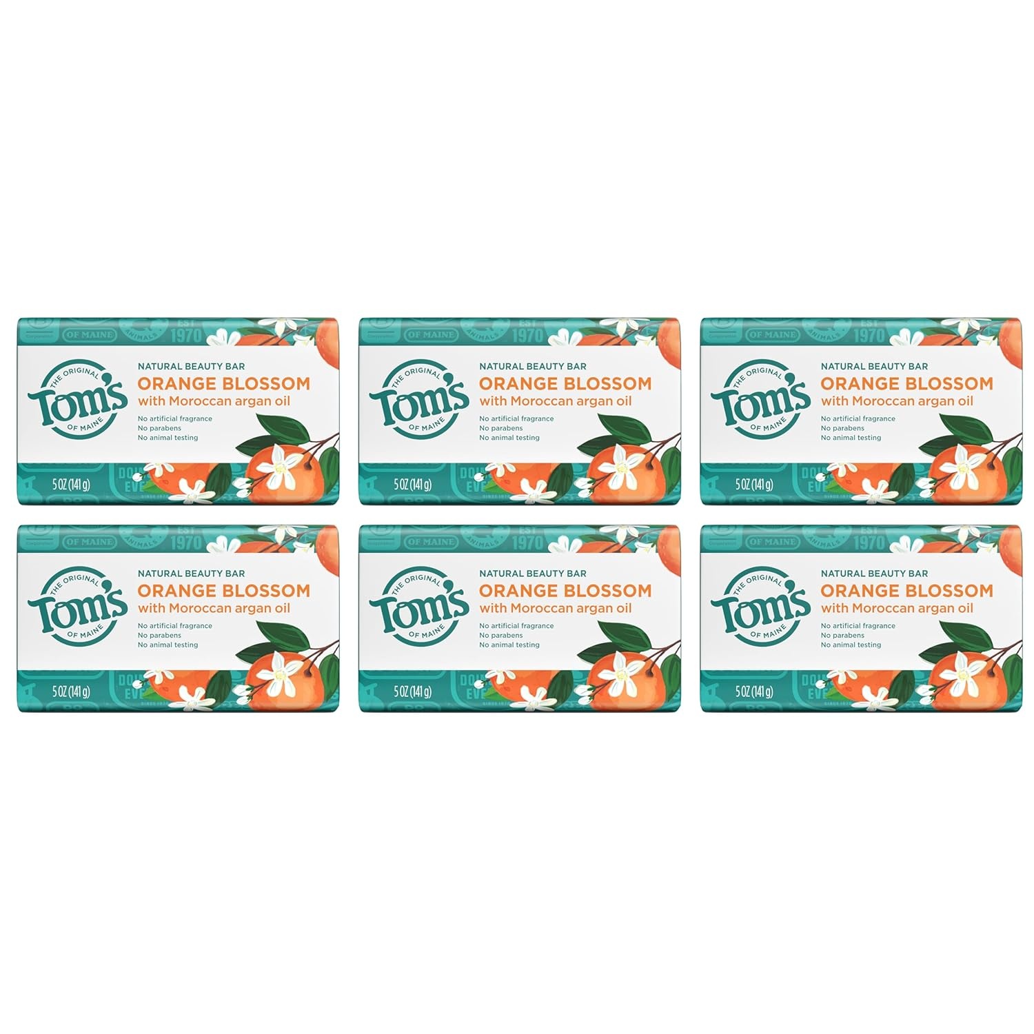 imageToms of Maine Natural Bar Soap Variety Pack Lavender amp Shea Creamy Coconut Orange Blossom Lemon Bergamot Dermatologically Tested Paraben Free Vegan 4 CountOrange