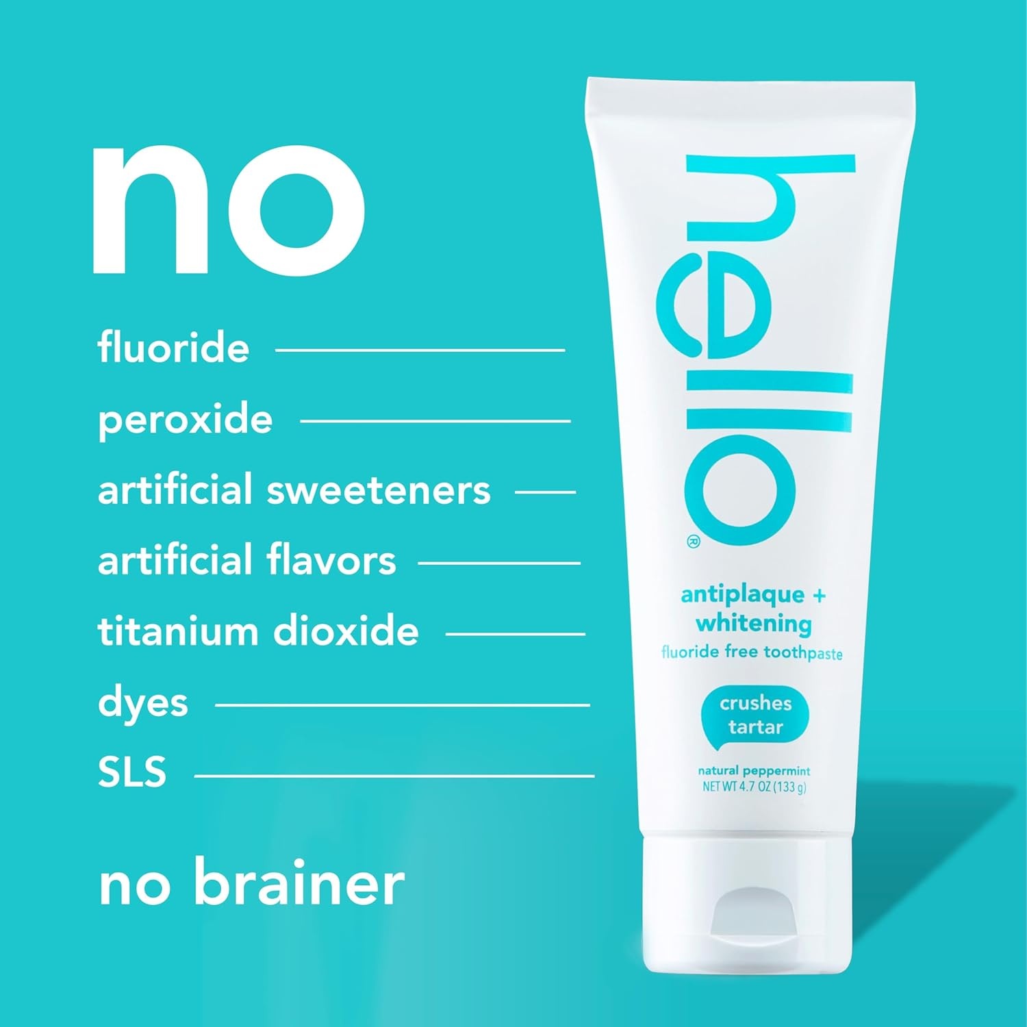 imagehello Antiplaque and Whitening Fluoride Free Toothpaste Whitening Toothpaste with Coconut Oil and Tea Tree Oil Helps Whiten Teeth Natural Peppermint 3 Pack 47 Oz Tubes47 Ounce Pack of 3