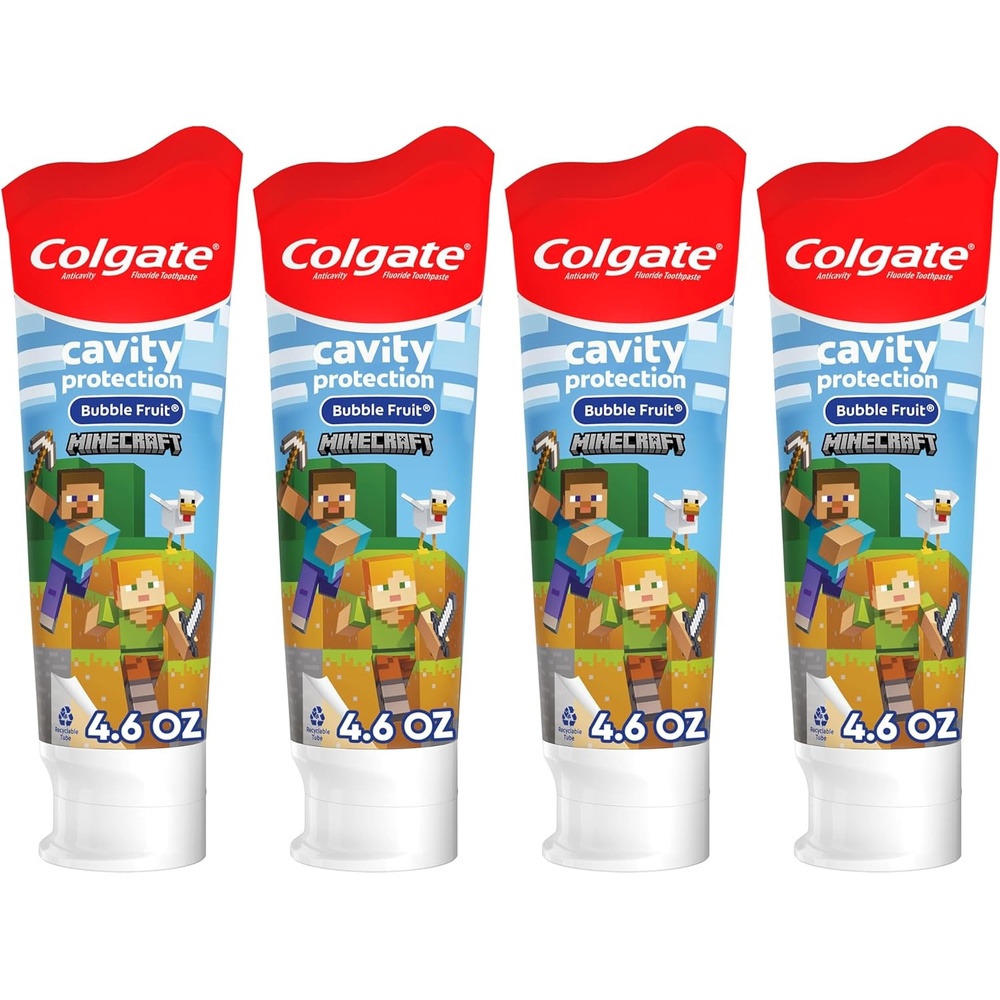 imageColgate Kids Bluey Toothpaste with Fluoride for Cavity Protection Ages 2 ADA Accepted Sugar Free and Gluten Free Bubble Fruit Flavor 4 Pack 46 Oz TubesMinecraft