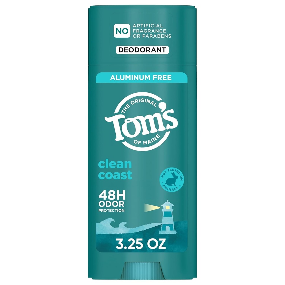 imageToms of Maine Mountain Spring Natural Deodorant for Men and Women Aluminum Free No Artificial Fragrances Dyes or Preservatives Baking Soda Free 48Hour Odor Protection 325 ozClean Coast