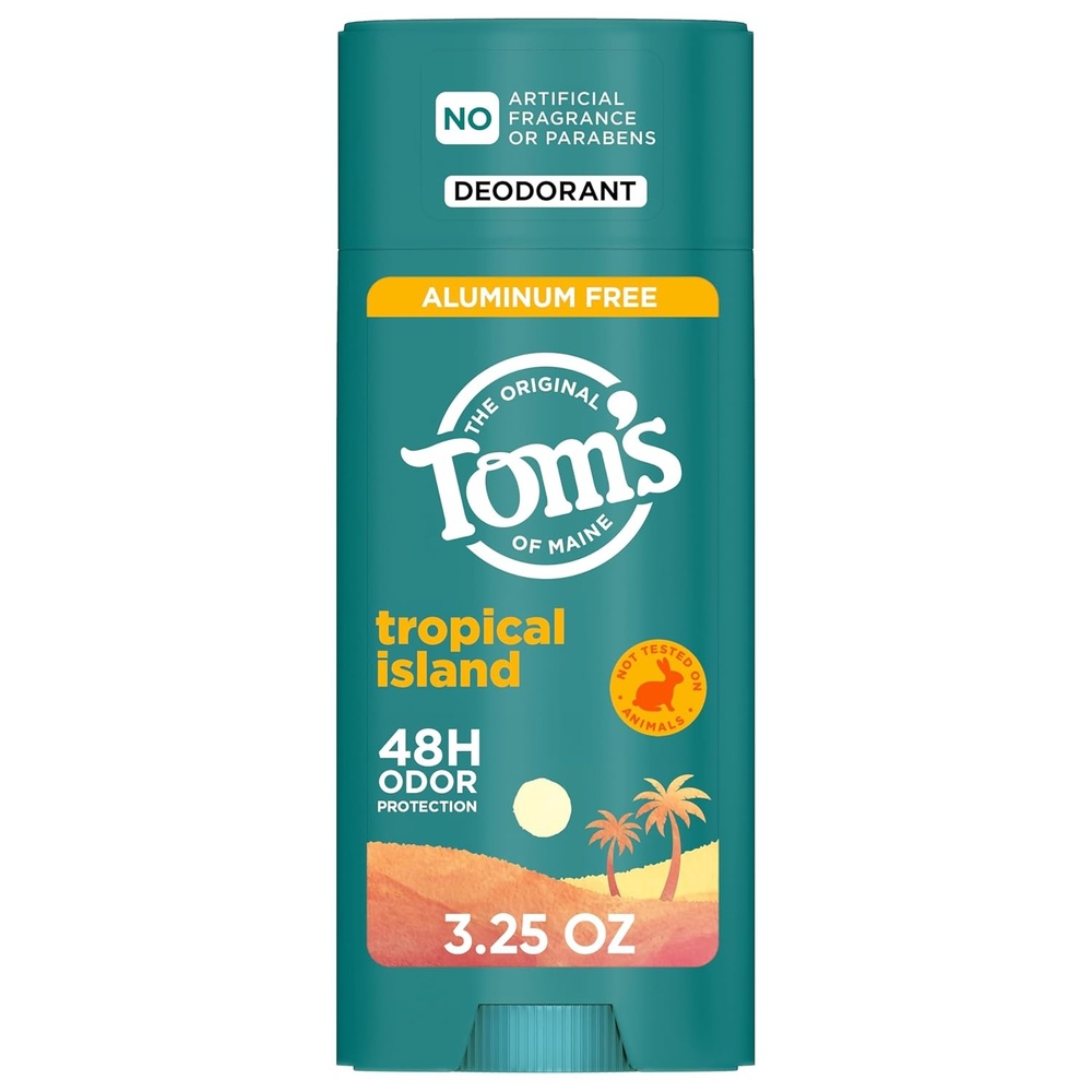 imageToms of Maine Mountain Spring Natural Deodorant for Men and Women Aluminum Free No Artificial Fragrances Dyes or Preservatives Baking Soda Free 48Hour Odor Protection 325 ozTropical Island