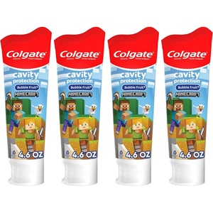 Colgate Kids Bluey Toothpaste with Fluoride for Cavity Protection, Ages 2+, ADA Accepted, Sugar Free and Gluten Free, Bubble Fruit Flavor, 4 Pack, 4.6 Oz Tubes(Minecraft)