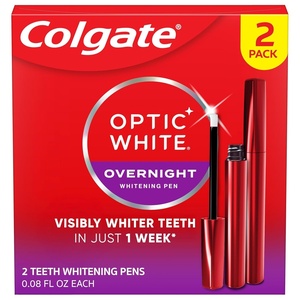 Colgate Optic White Overnight Teeth Whitening Pen, Teeth Stain Remover, Removes Years of Stains in Just 1 Week, Enamel Safe, Designed for No Tooth Sensitivity, 0.08 OZ(0.4 Ounce (Pack of 2))