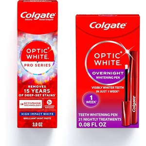 Colgate Optic White Overnight Whitening Kit Teeth Whitening Pen (21 Nightly Treatments) and Pro Series High Impact White Toothpaste, Designed for No Tooth Sensitivity