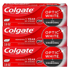 Colgate Optic White with Charcoal Teeth Whitening Toothpaste, Anticavity Toothpaste with Fluoride, Cool Mint Flavor, 3 Pack, 3.8 OZ(3.8 Ounce (Pack of 3))