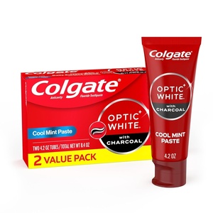 Colgate Optic White with Charcoal Teeth Whitening Toothpaste, Anticavity Toothpaste with Fluoride, Cool Mint Flavor, 3 Pack, 3.8 OZ(4.2 Ounce (Pack of 2))