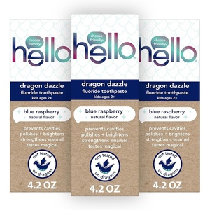 Hello Kids Fluoride Toothpaste Variety Pack, Includes a Strawberry Toothpaste, Unicorn Bubble Gum Toothpaste, and Blue Raspberry Toothpaste, Safe for Ages 2 and Up, 3 Pack, 4.2 Oz Each(Blue Raspberry)