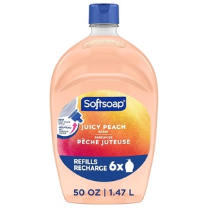 Softsoap Juicy Peach Liquid Hand Soap, Kitchen and Bathroom Hand Soap, Rich Fruity Scent, 50 fl oz Refill Bottle(Peach)