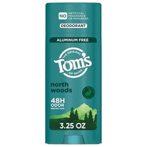 Tom’s of Maine Mountain Spring Natural Deodorant for Men and Women, Aluminum Free, No Artificial Fragrances, Dyes, or Preservatives, Baking Soda Free, 48-Hour Odor Protection, 3.25 oz(North Woods)