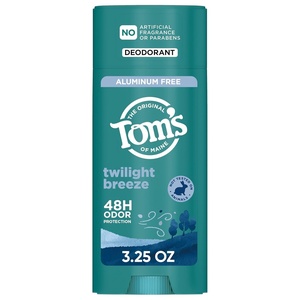 Tom’s of Maine Mountain Spring Natural Deodorant for Men and Women, Aluminum Free, No Artificial Fragrances, Dyes, or Preservatives, Baking Soda Free, 48-Hour Odor Protection, 3.25 oz(Twilight Breeze)