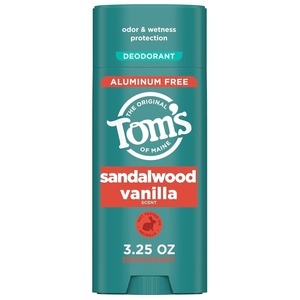 Tom’s of Maine Mountain Spring Natural Deodorant for Men and Women, Aluminum Free, No Artificial Fragrances, Dyes, or Preservatives, Baking Soda Free, 48-Hour Odor Protection, 3.25 oz(Sandalwood Vanilla)