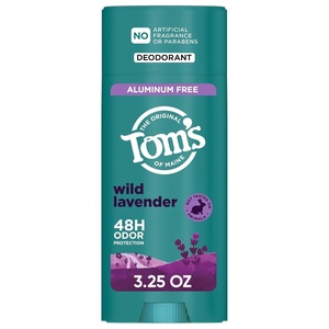 Tom’s of Maine Mountain Spring Natural Deodorant for Men and Women, Aluminum Free, No Artificial Fragrances, Dyes, or Preservatives, Baking Soda Free, 48-Hour Odor Protection, 3.25 oz(Wild Lavender)