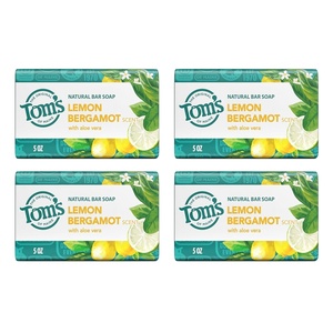 Tom’s of Maine Natural Bar Soap Variety Pack, Lavender & Shea, Creamy Coconut, Orange Blossom, Lemon Bergamot, Dermatologically Tested, Paraben Free, Vegan, 4 Count(Lemon Bergamot)