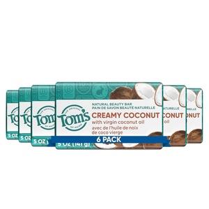 Tom’s of Maine Natural Bar Soap Variety Pack, Lavender & Shea, Creamy Coconut, Orange Blossom, Lemon Bergamot, Dermatologically Tested, Paraben Free, Vegan, 4 Count(Coconut)