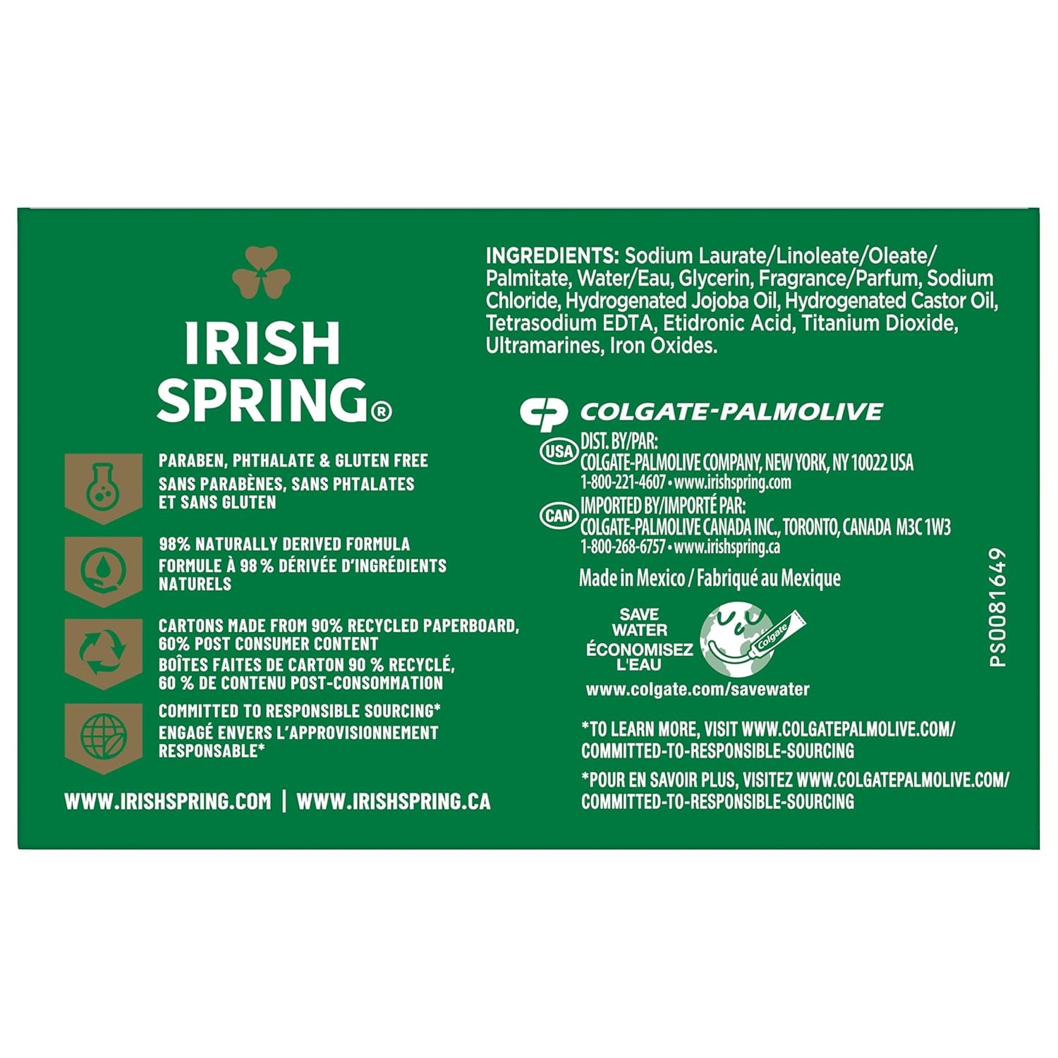 imageIrish Spring Bar Soap for Men Original Clean Smell Fresh and Clean for 12 Hours Men Soap Bars for Washing Hands and Body Mild for Skin Recyclable Carton 37 Ounce 3 Count Pack of 8Active Scrub