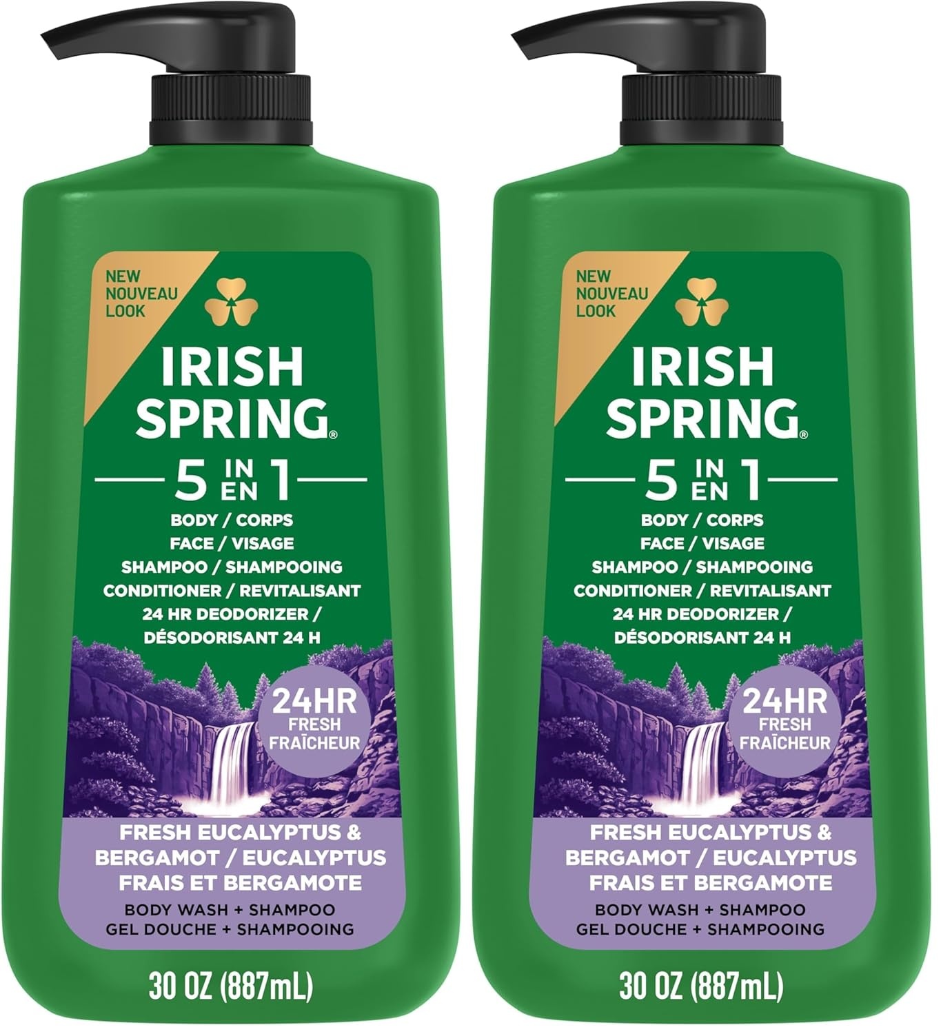 imageIrish Spring Mens Body Wash Moisture Blast Body Wash for Men Feel Fresh All Day 30 Oz Pump Bottle5 in 1