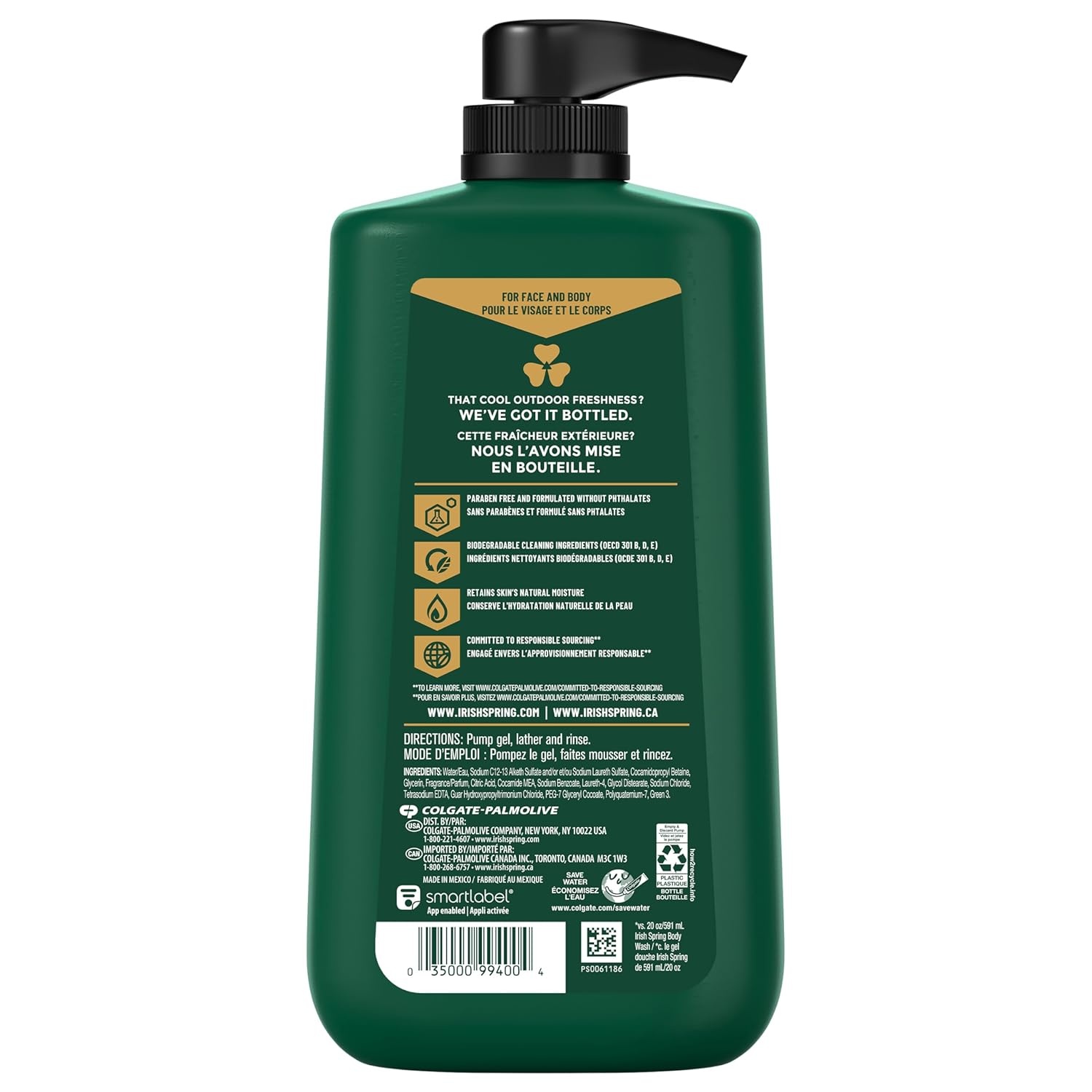 imageIrish Spring Mens Body Wash Moisture Blast Body Wash for Men Feel Fresh All Day 30 Oz Pump Bottle5 in 1