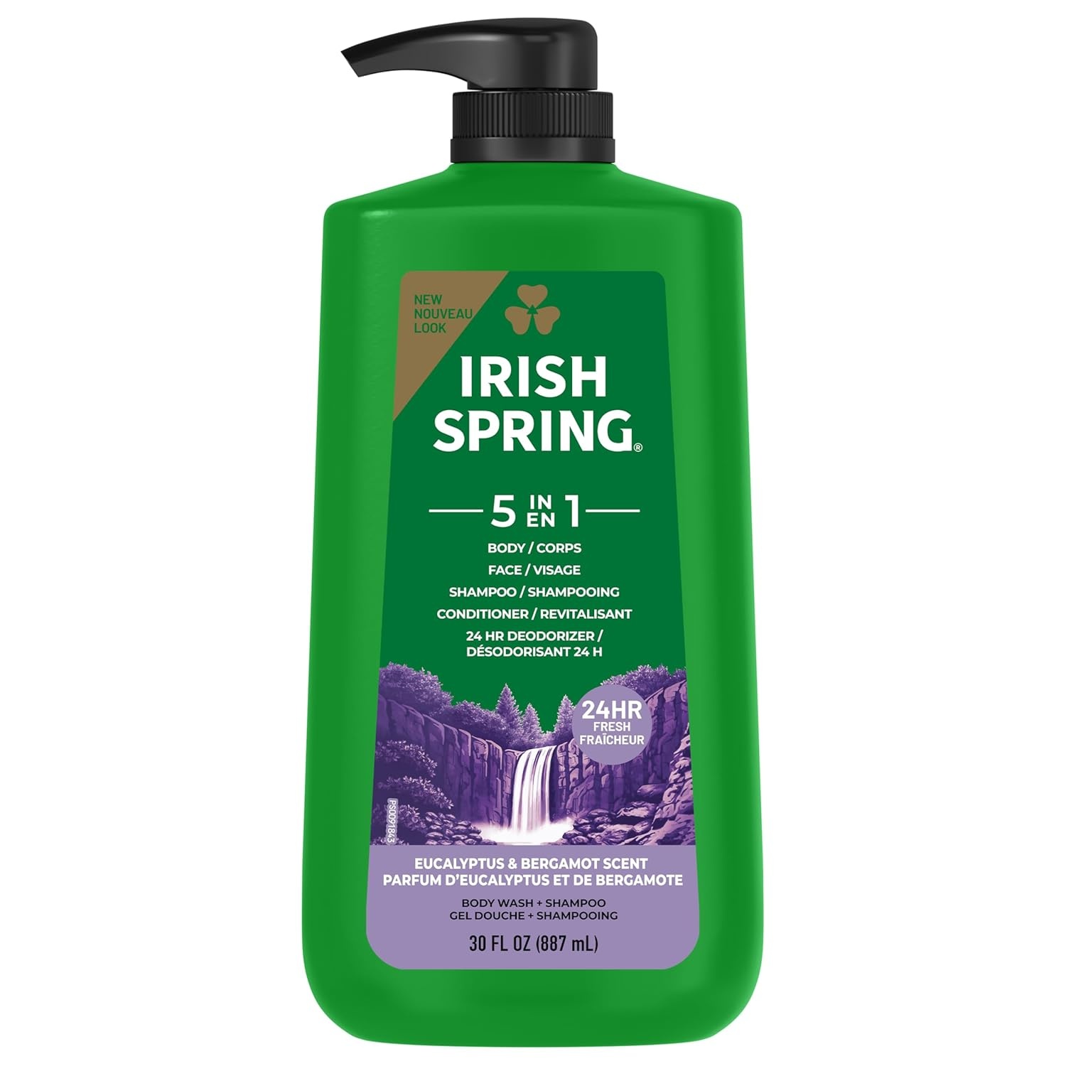 imageIrish Spring Mens Body Wash Moisture Blast Body Wash for Men Feel Fresh All Day 30 Oz Pump Bottle5 in 1