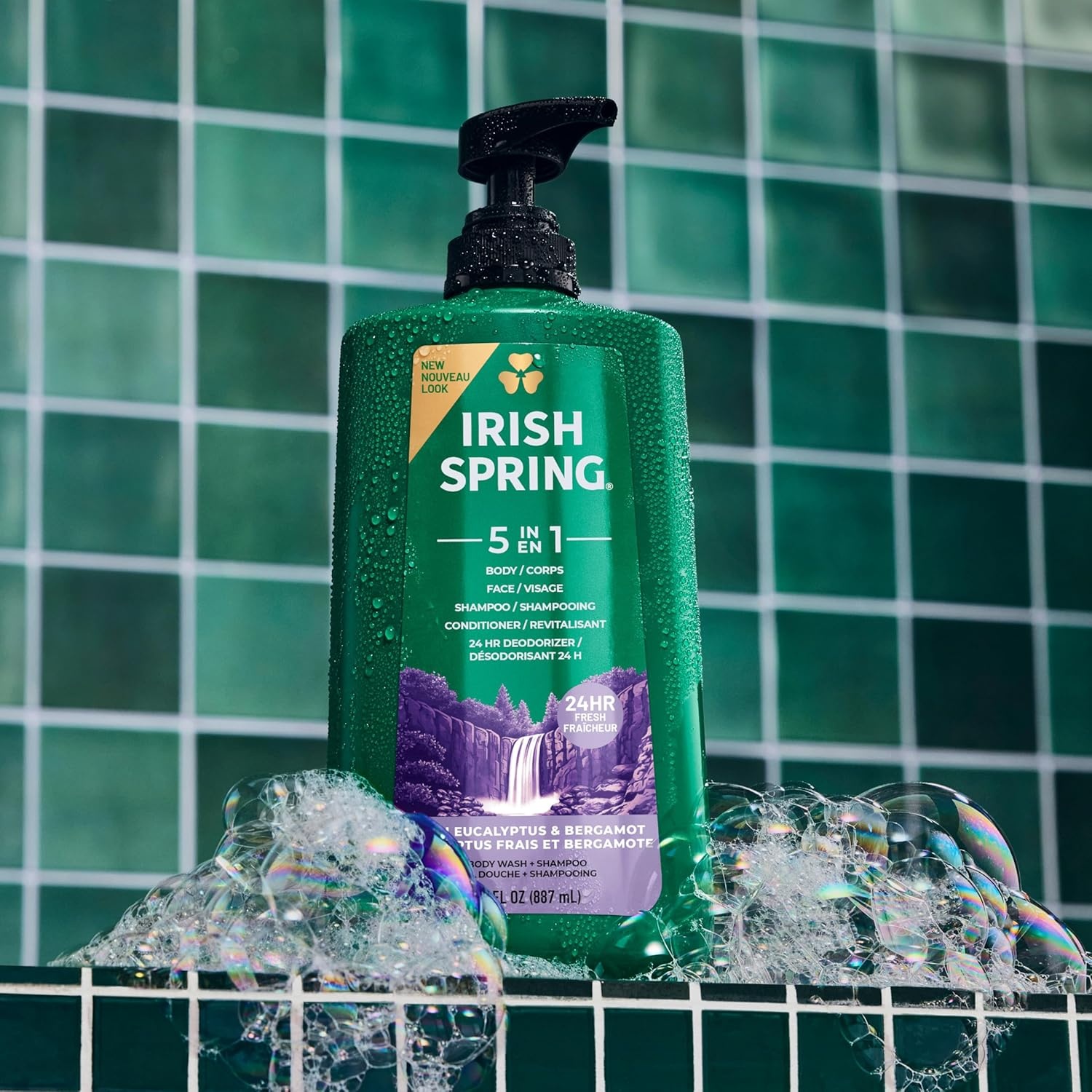 imageIrish Spring Mens Body Wash Moisture Blast Body Wash for Men Feel Fresh All Day 30 Oz Pump Bottle5 in 1