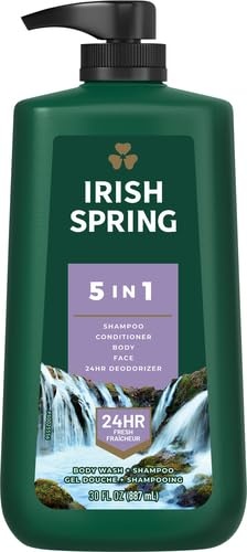 imageIrish Spring Mens Body Wash Moisture Blast Body Wash for Men Feel Fresh All Day 30 Oz Pump Bottle5 in 1