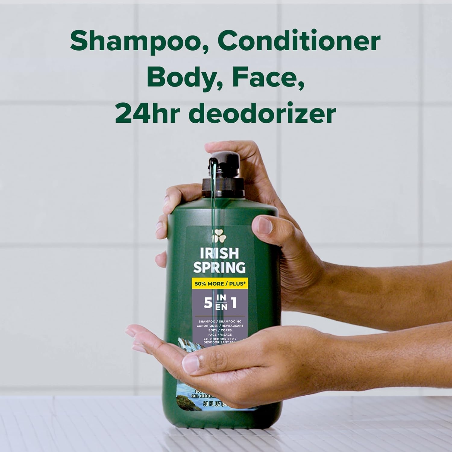 imageIrish Spring Mens Body Wash Moisture Blast Body Wash for Men Feel Fresh All Day 30 Oz Pump Bottle5 in 1