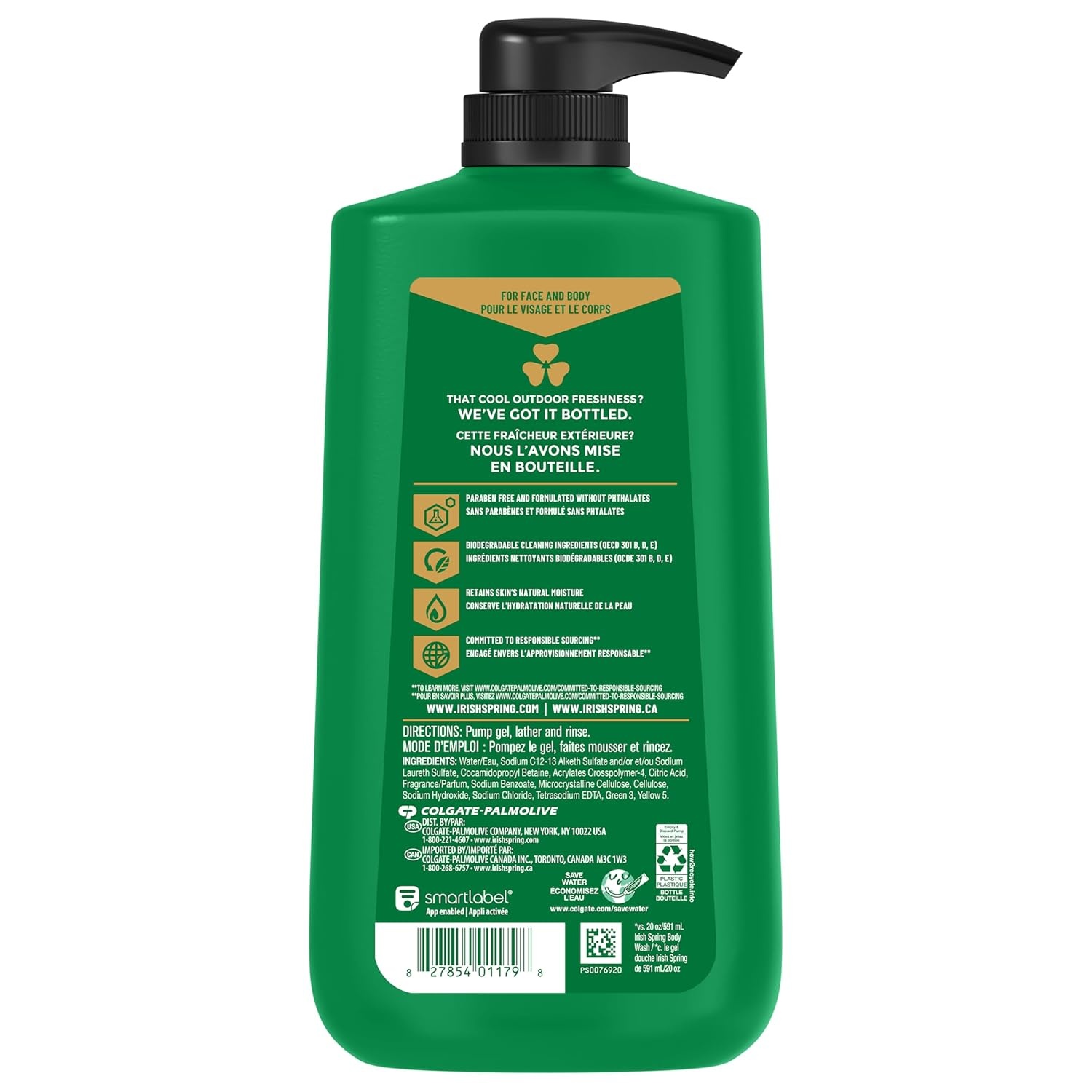 imageIrish Spring Mens Body Wash Moisture Blast Body Wash for Men Feel Fresh All Day 30 Oz Pump BottleActive Scrub