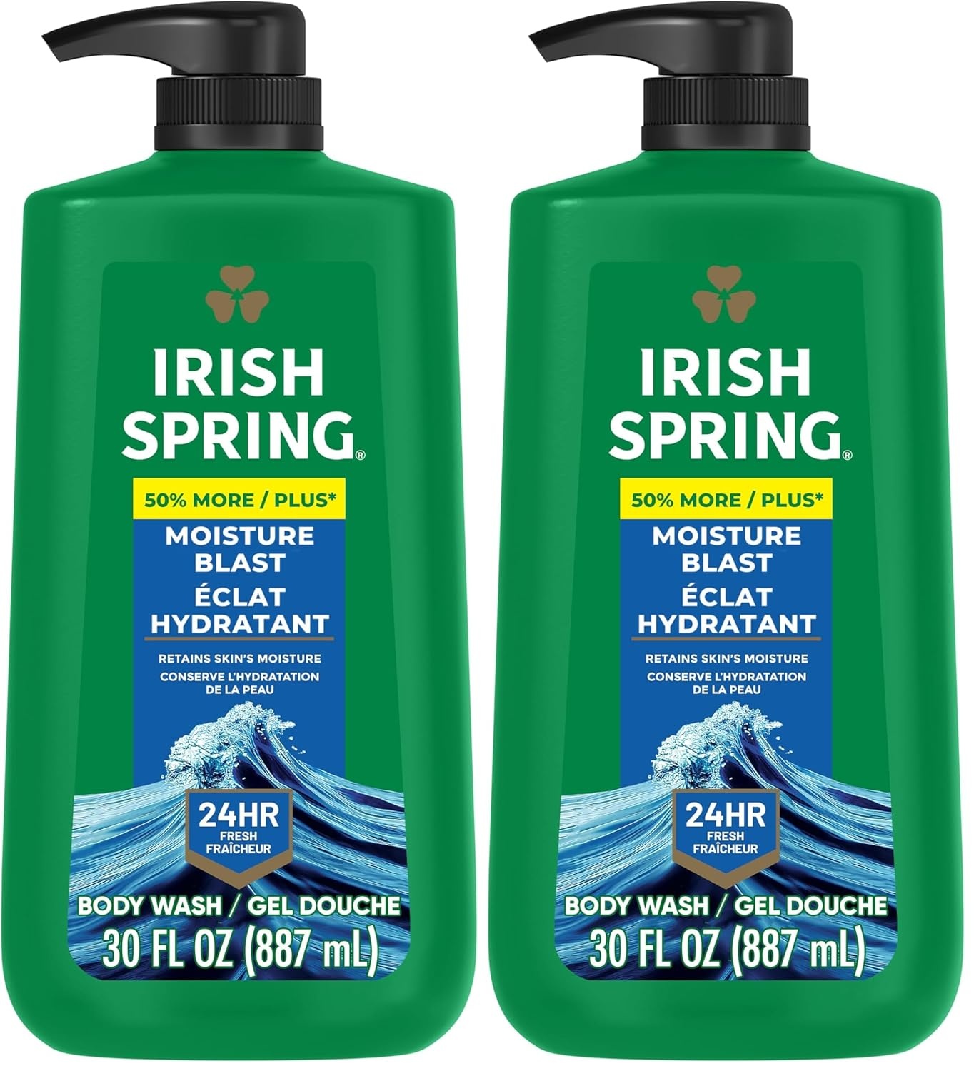 imageIrish Spring Mens Body Wash Moisture Blast Body Wash for Men Feel Fresh All Day 30 Oz Pump BottleMoisture Blast