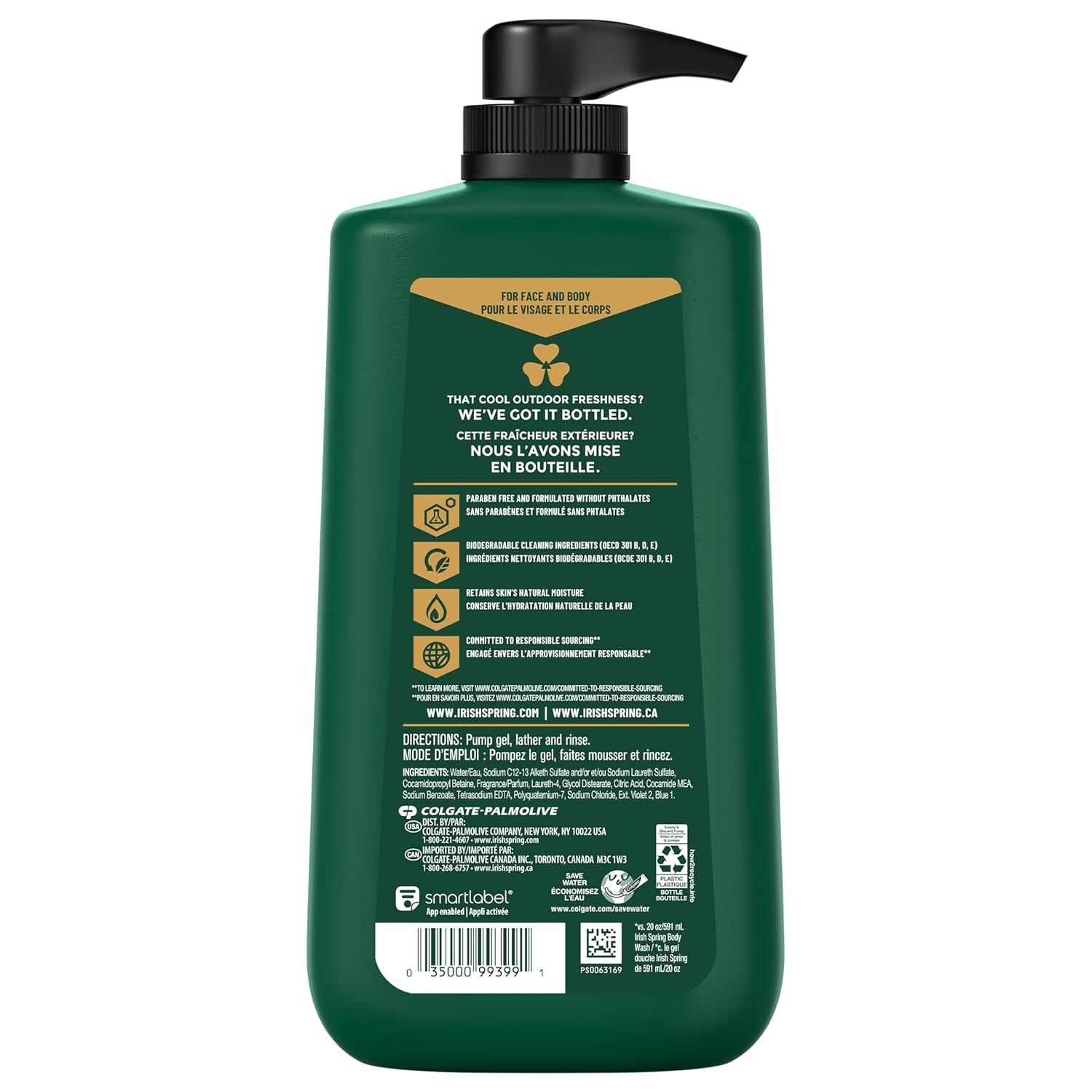imageIrish Spring Mens Body Wash Moisture Blast Body Wash for Men Feel Fresh All Day 30 Oz Pump BottleMoisture Blast