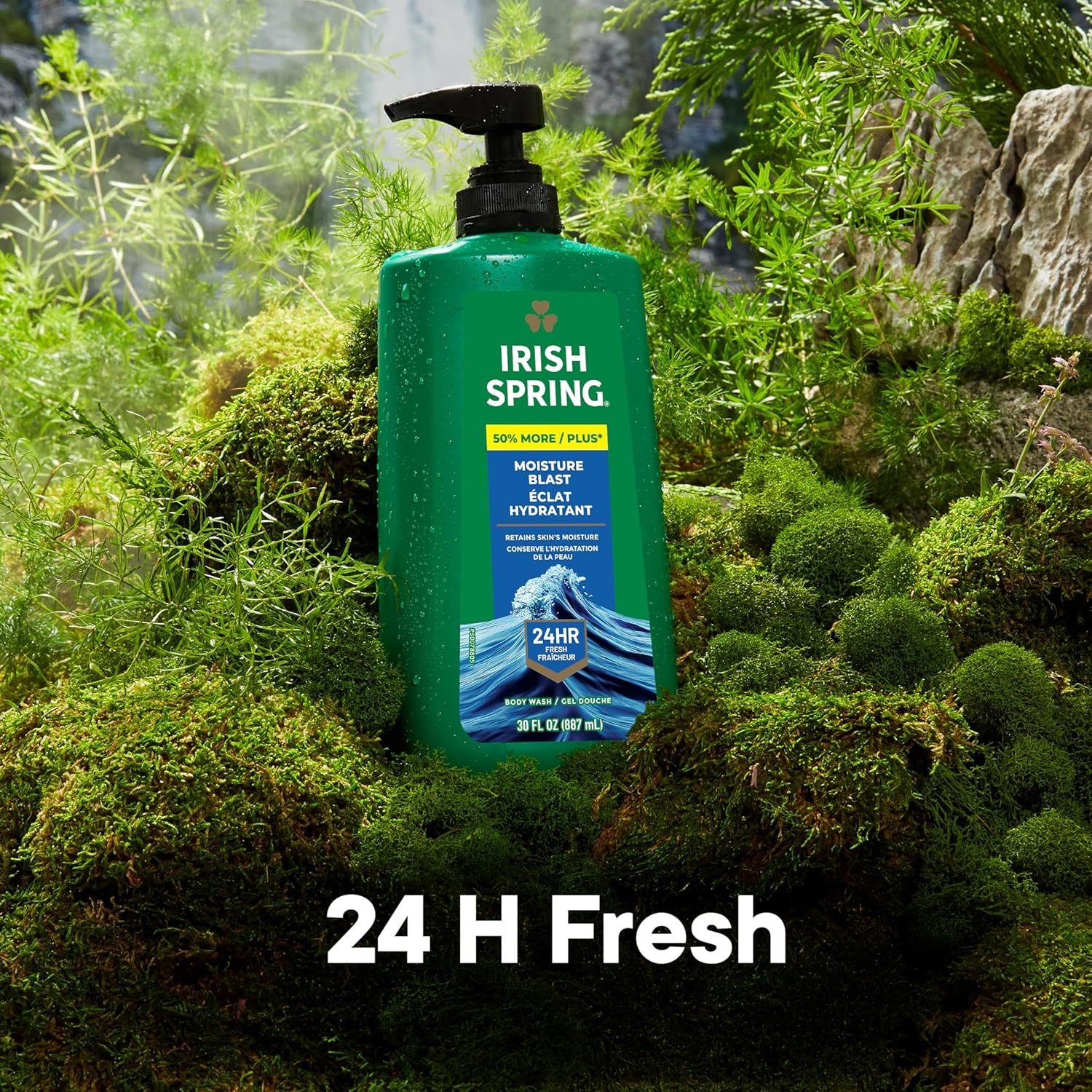 imageIrish Spring Mens Body Wash Moisture Blast Body Wash for Men Feel Fresh All Day 30 Oz Pump BottleMoisture Blast