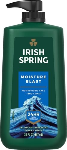 imageIrish Spring Mens Body Wash Moisture Blast Body Wash for Men Feel Fresh All Day 30 Oz Pump BottleMoisture Blast