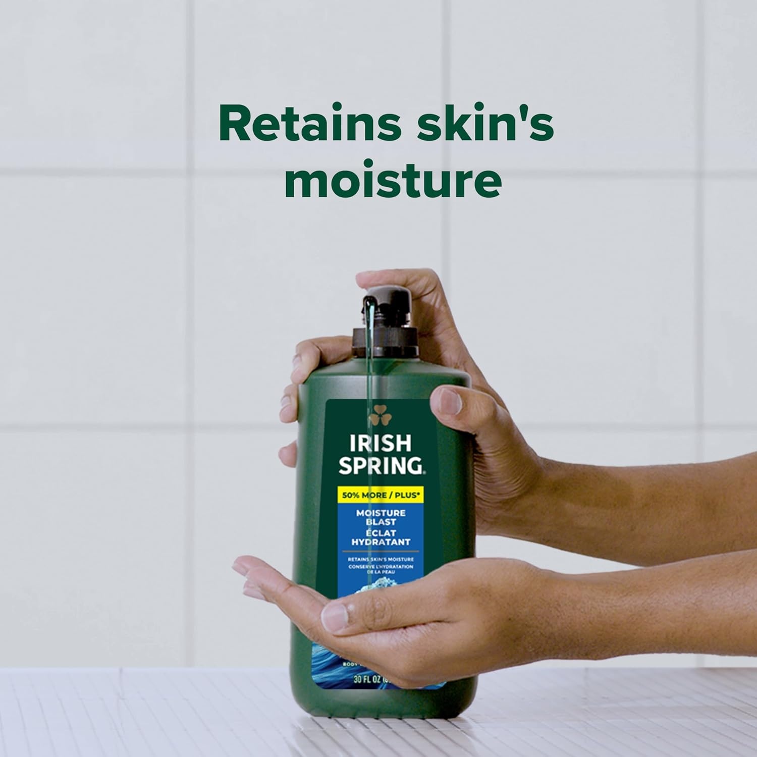 imageIrish Spring Mens Body Wash Moisture Blast Body Wash for Men Feel Fresh All Day 30 Oz Pump BottleMoisture Blast