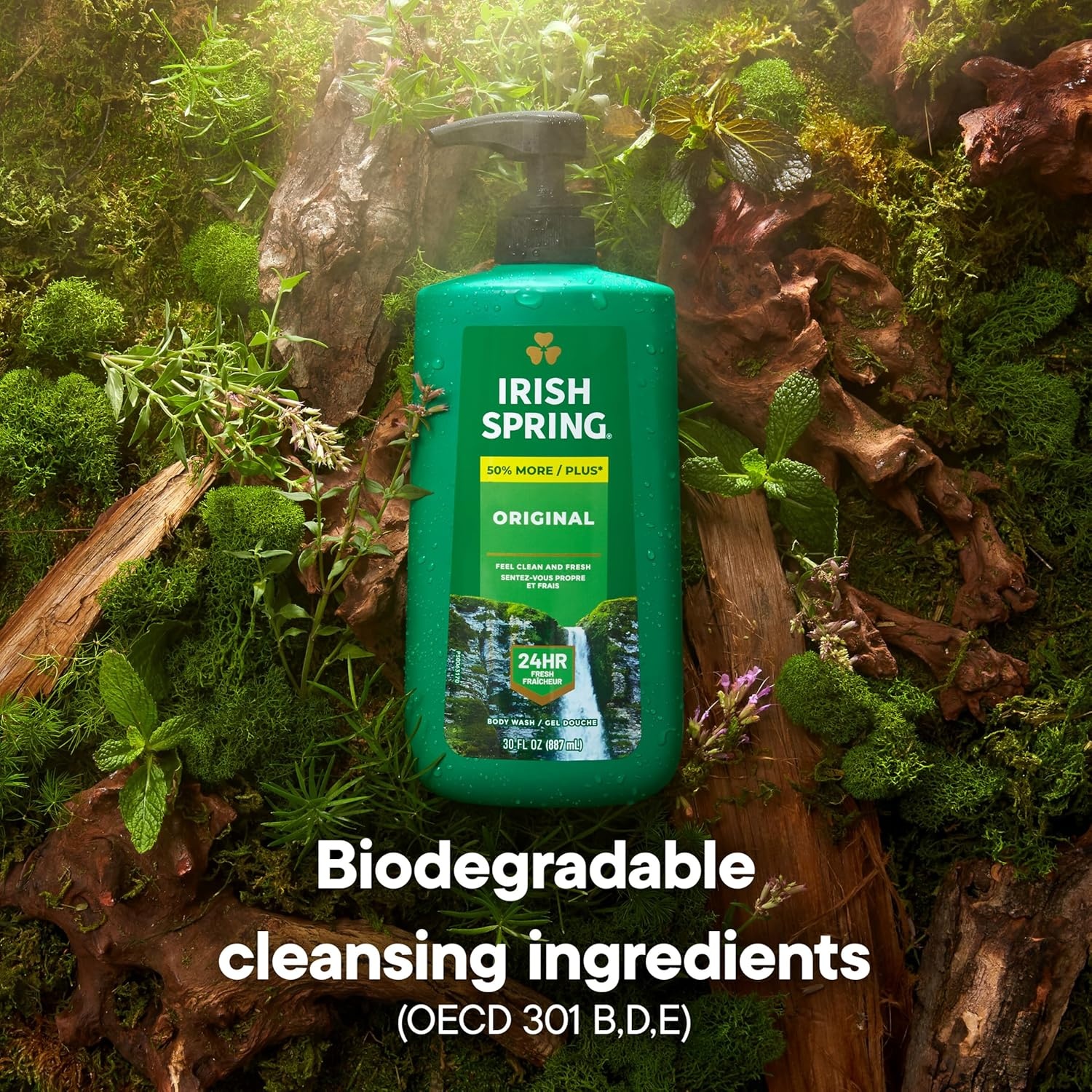 imageIrish Spring Mens Body Wash Moisture Blast Body Wash for Men Feel Fresh All Day 30 Oz Pump BottleOriginal Clean