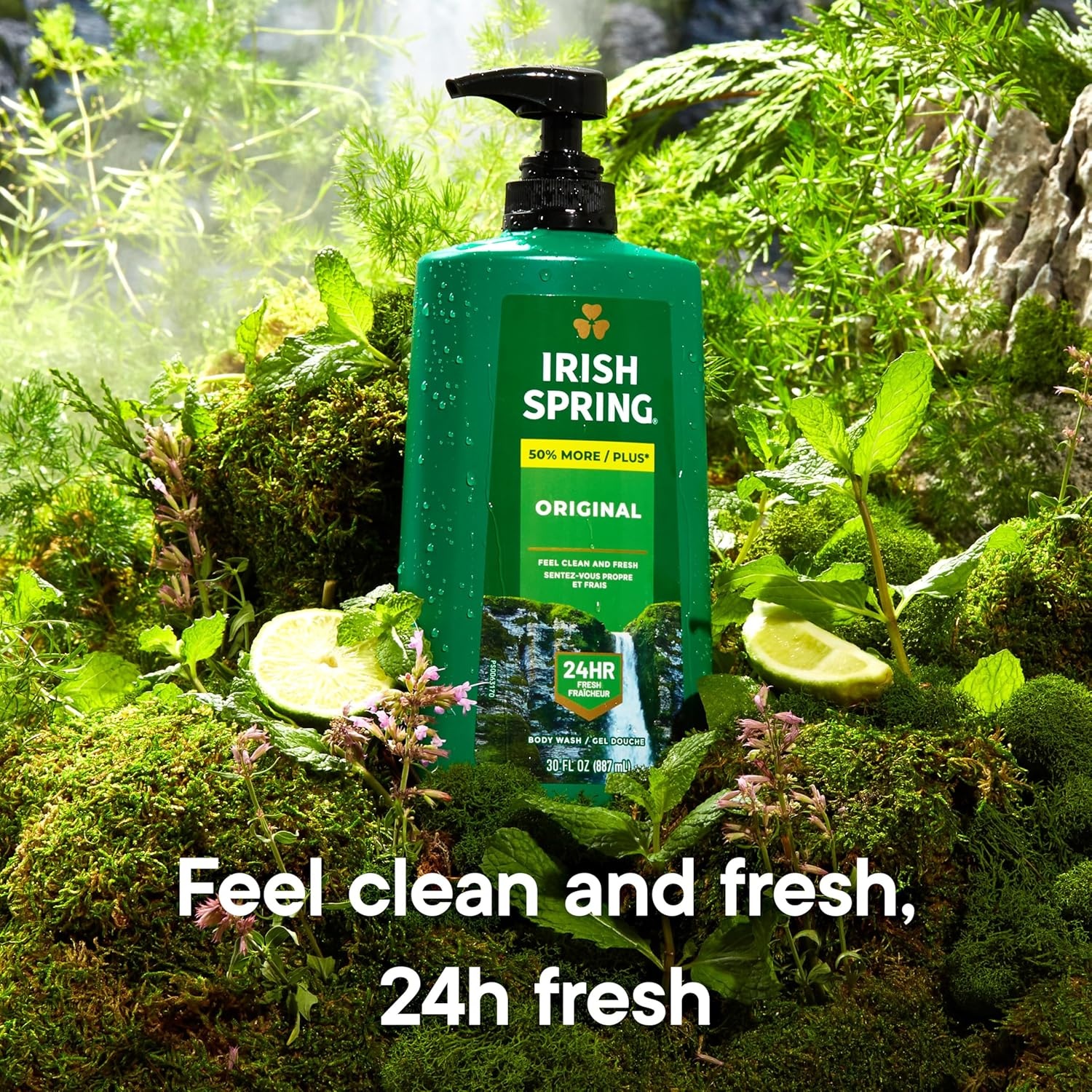 imageIrish Spring Mens Body Wash Moisture Blast Body Wash for Men Feel Fresh All Day 30 Oz Pump BottleOriginal Clean