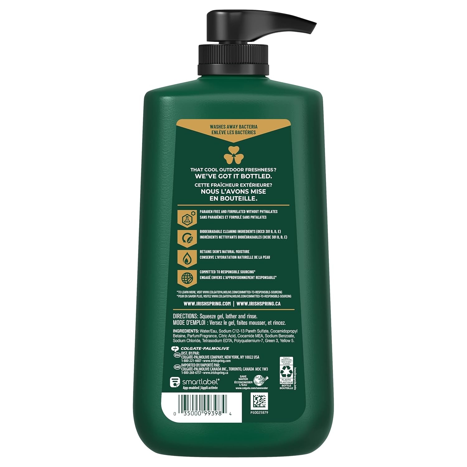 imageIrish Spring Mens Body Wash Moisture Blast Body Wash for Men Feel Fresh All Day 30 Oz Pump BottleOriginal Clean