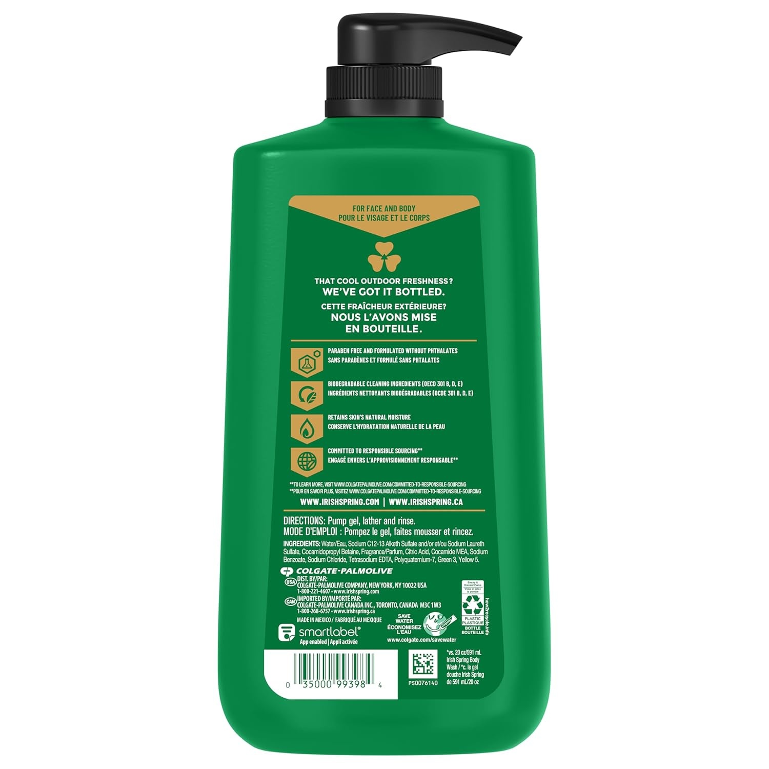 imageIrish Spring Mens Body Wash Moisture Blast Body Wash for Men Feel Fresh All Day 30 Oz Pump BottleOriginal Clean