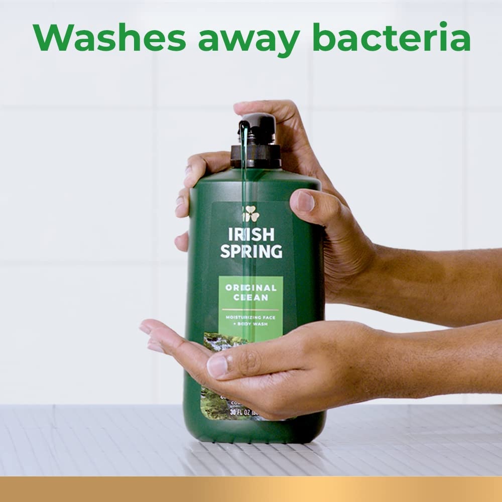 imageIrish Spring Mens Body Wash Moisture Blast Body Wash for Men Feel Fresh All Day 30 Oz Pump BottleOriginal Clean