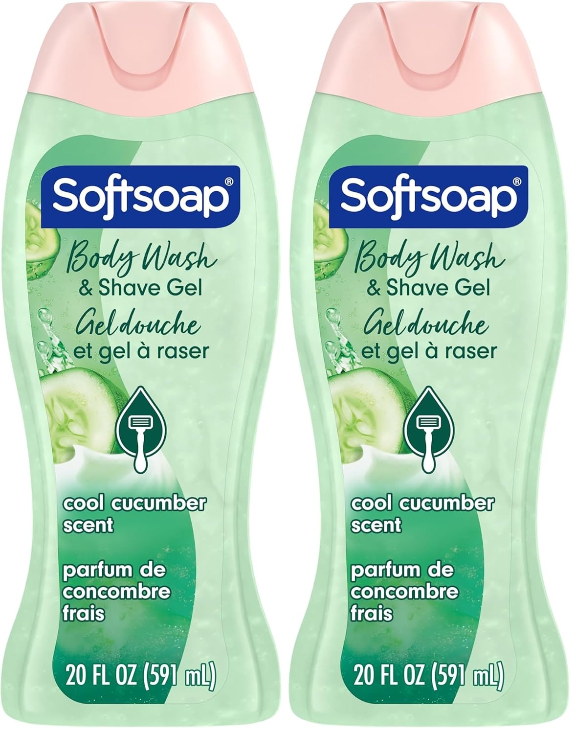 imageSoftsoap Moisturizing Body Wash and Shave Gel For Softer Feeling Skin Helps Razor Glide Cool Cucumber Scent 20 fl ozCool Cucumber
