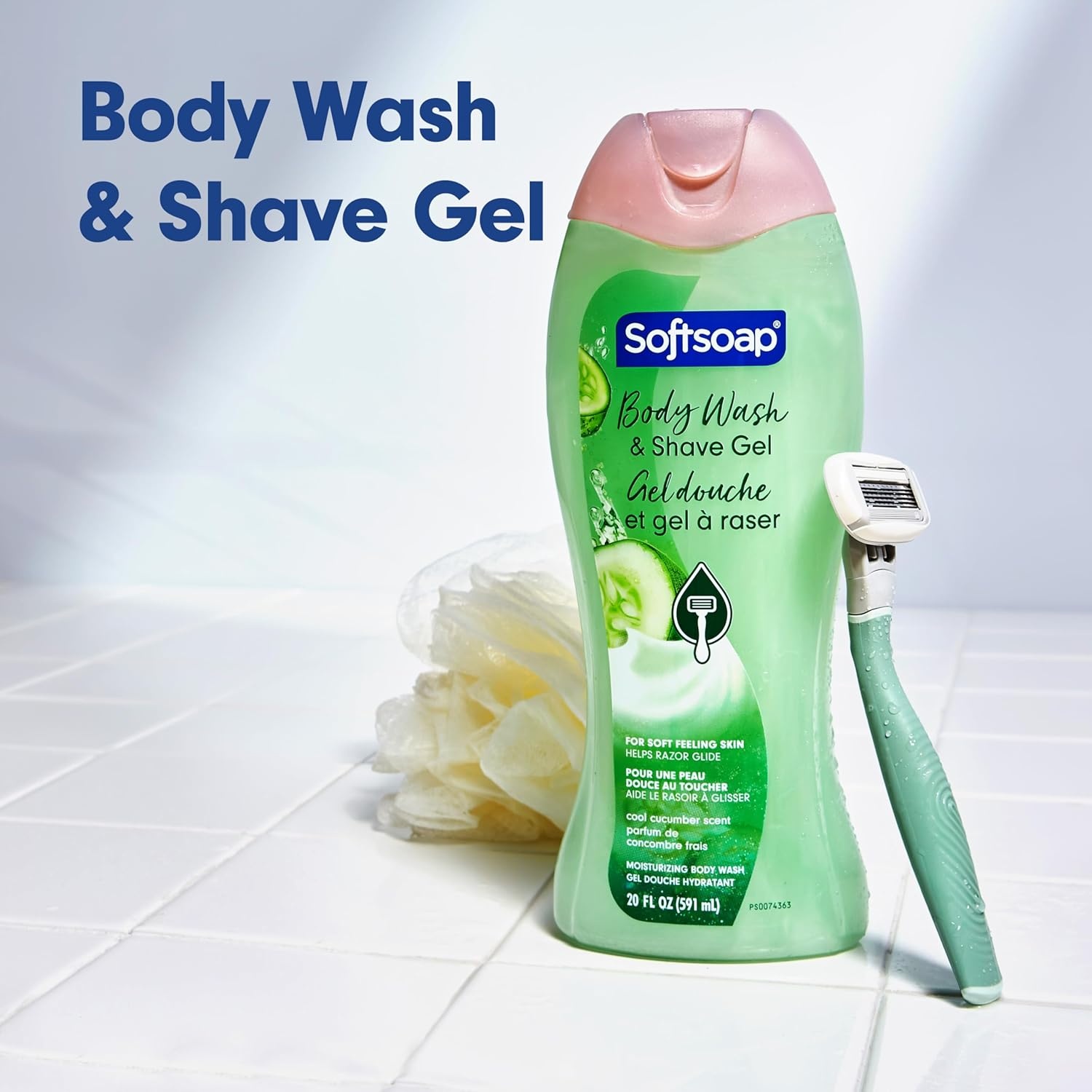 imageSoftsoap Moisturizing Body Wash and Shave Gel For Softer Feeling Skin Helps Razor Glide Cool Cucumber Scent 20 fl ozCool Cucumber