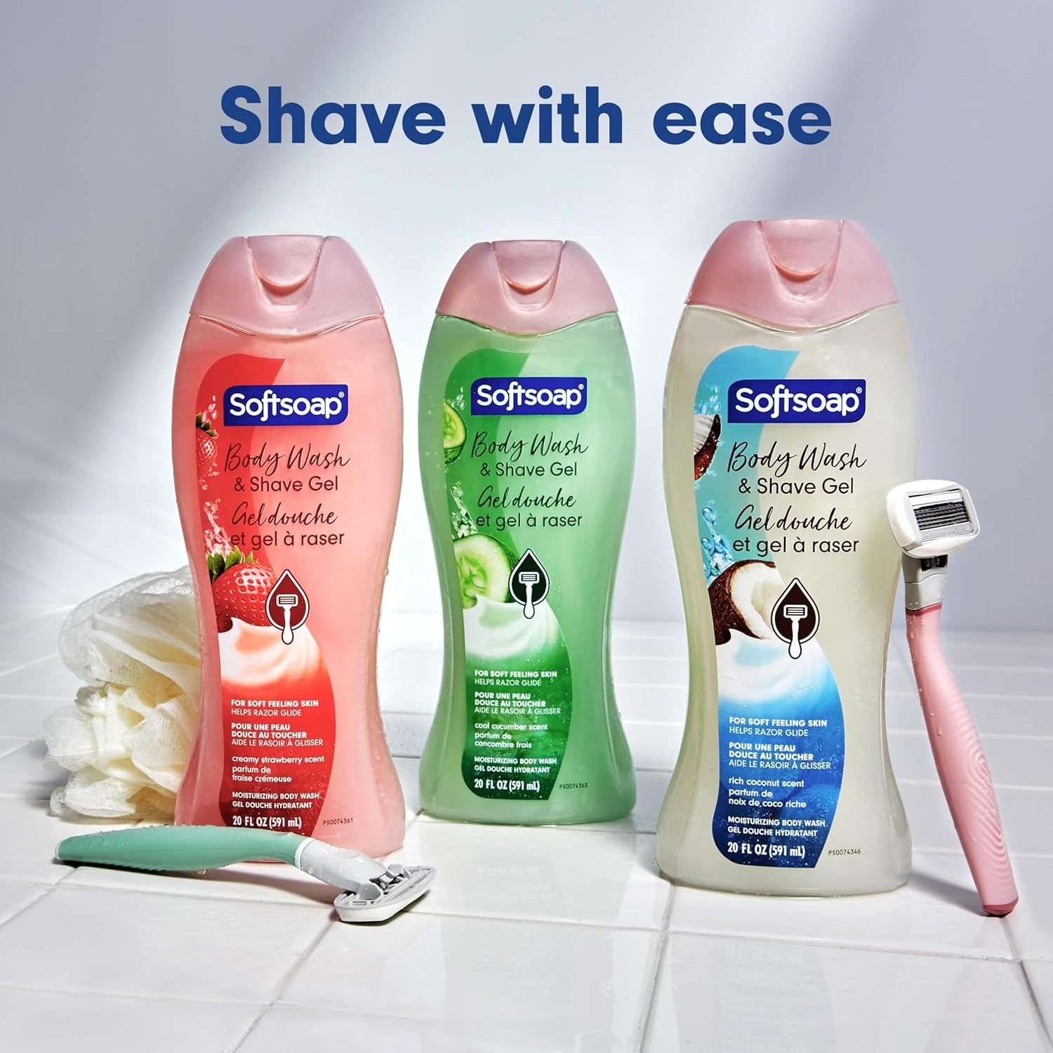 imageSoftsoap Moisturizing Body Wash and Shave Gel For Softer Feeling Skin Helps Razor Glide Cool Cucumber Scent 20 fl ozCool Cucumber