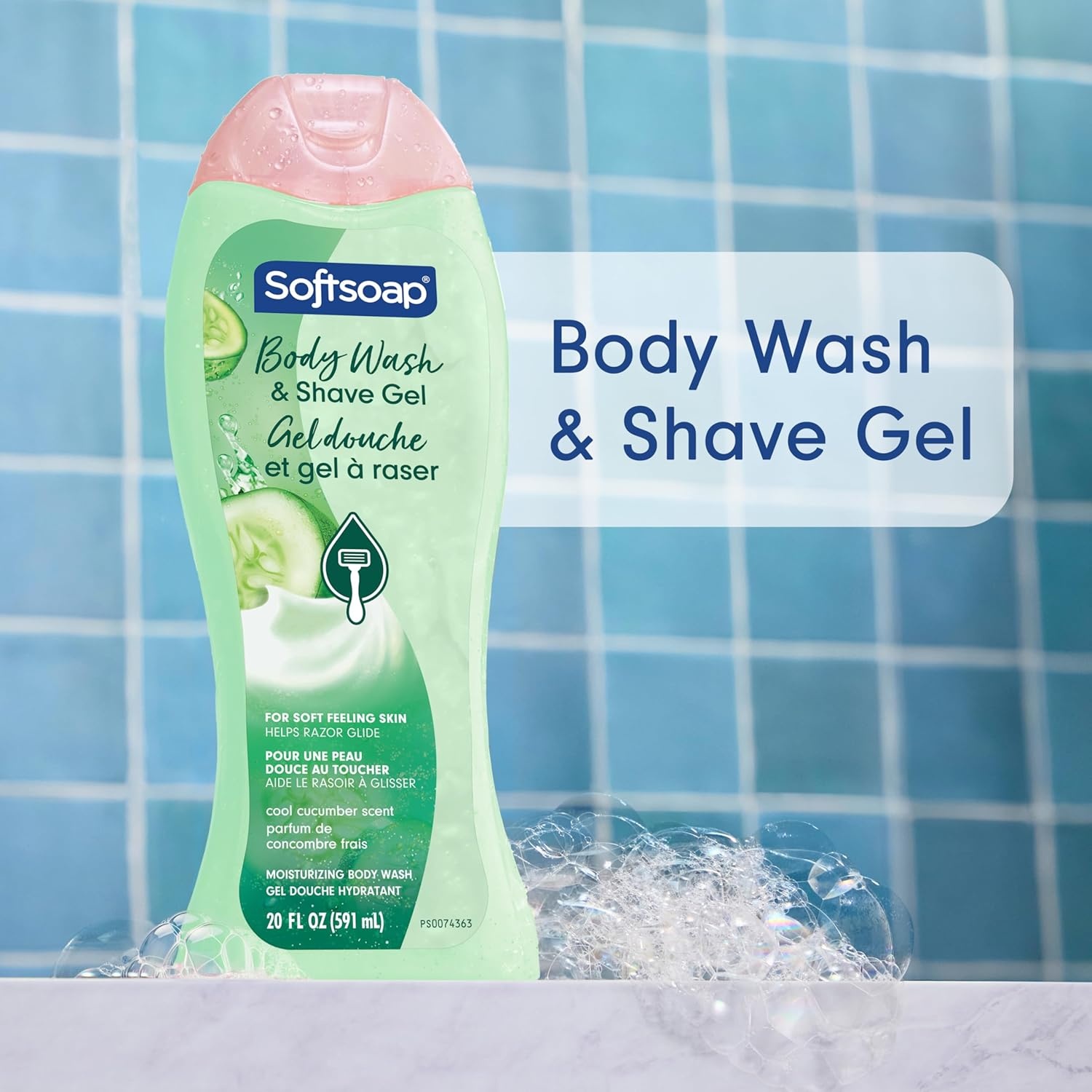 imageSoftsoap Moisturizing Body Wash and Shave Gel For Softer Feeling Skin Helps Razor Glide Cool Cucumber Scent 20 fl ozCool Cucumber