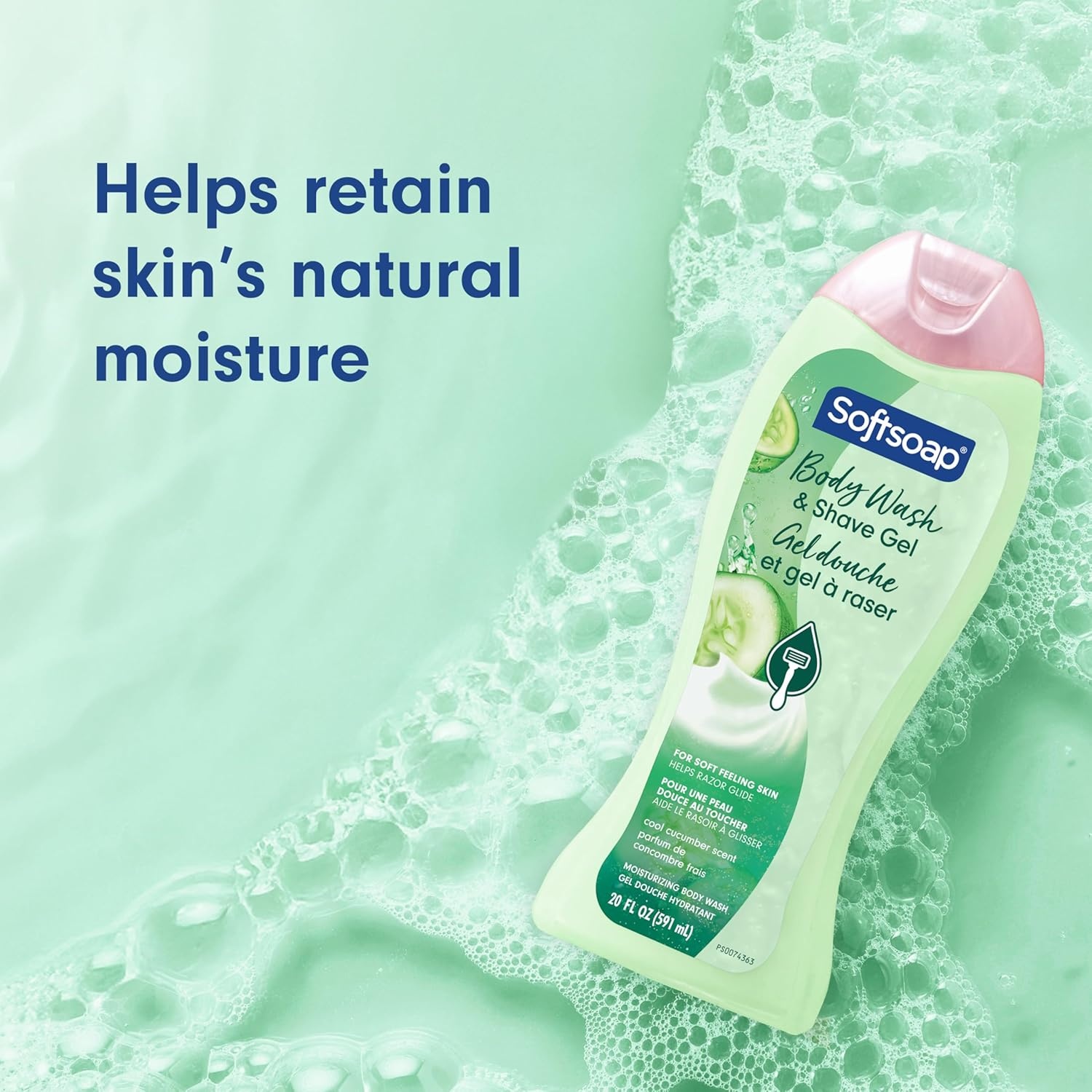 imageSoftsoap Moisturizing Body Wash and Shave Gel For Softer Feeling Skin Helps Razor Glide Cool Cucumber Scent 20 fl ozCool Cucumber