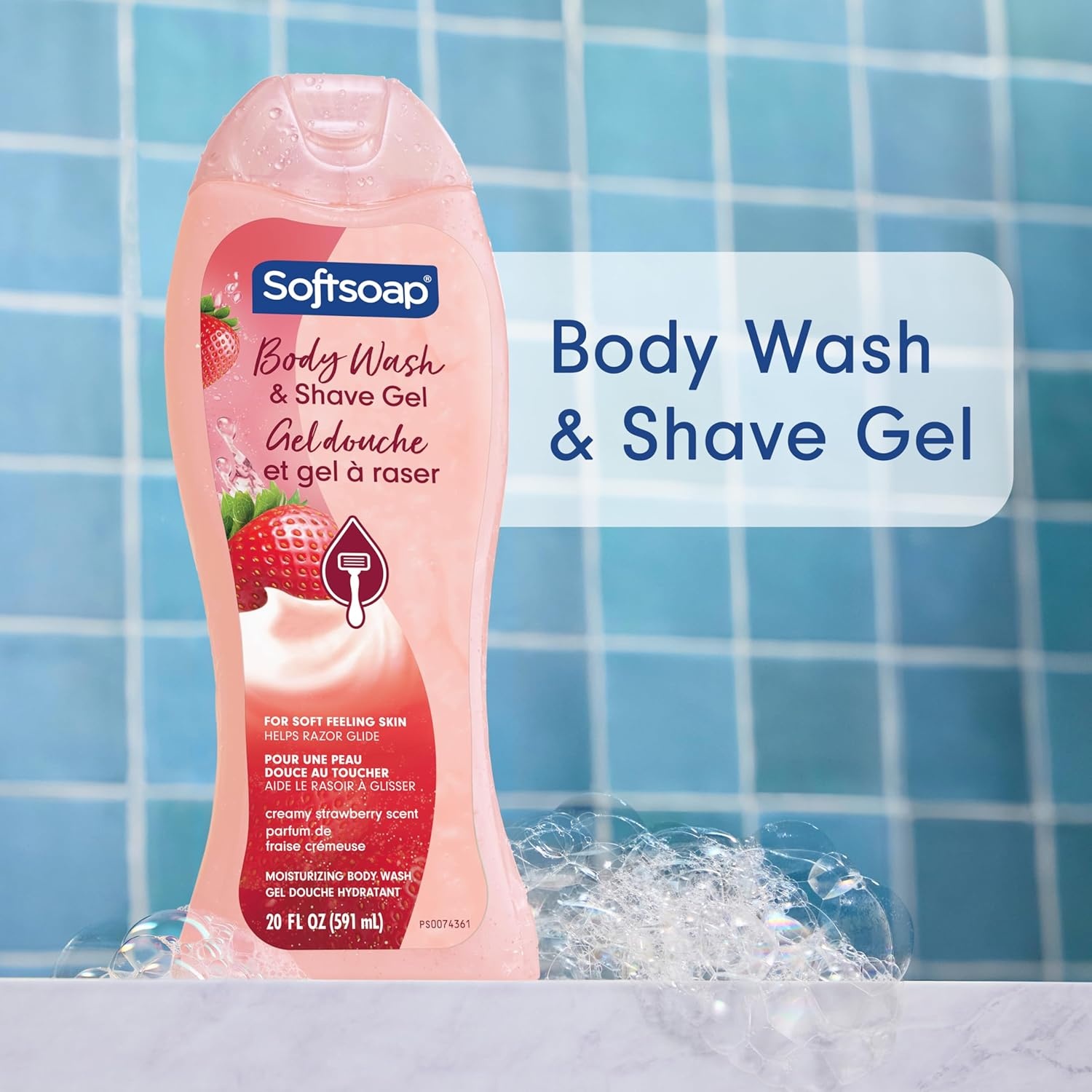 imageSoftsoap Moisturizing Body Wash and Shave Gel For Softer Feeling Skin Helps Razor Glide Cool Cucumber Scent 20 fl ozCreamy Strawberry