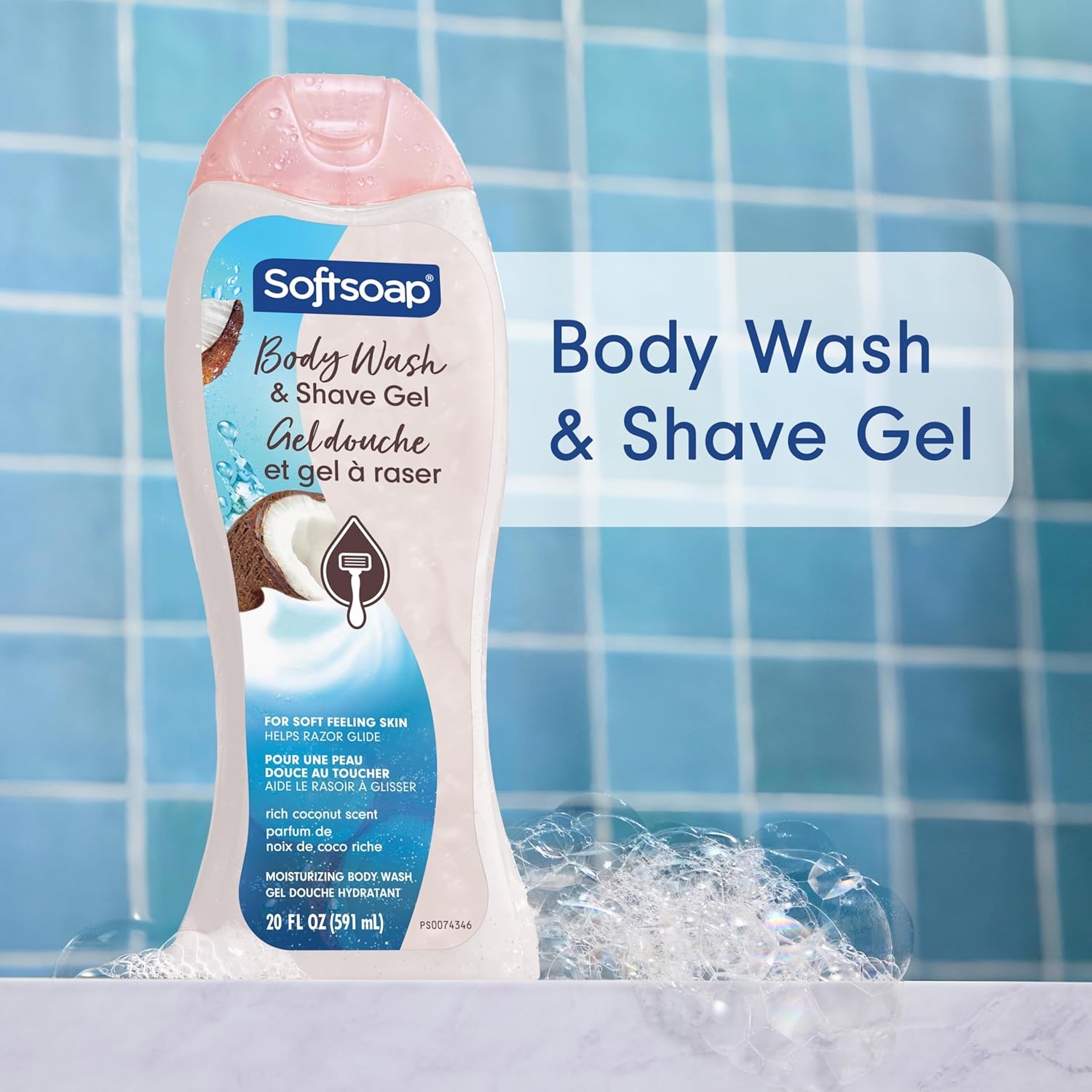 imageSoftsoap Moisturizing Body Wash and Shave Gel For Softer Feeling Skin Helps Razor Glide Cool Cucumber Scent 20 fl ozRich Coconut