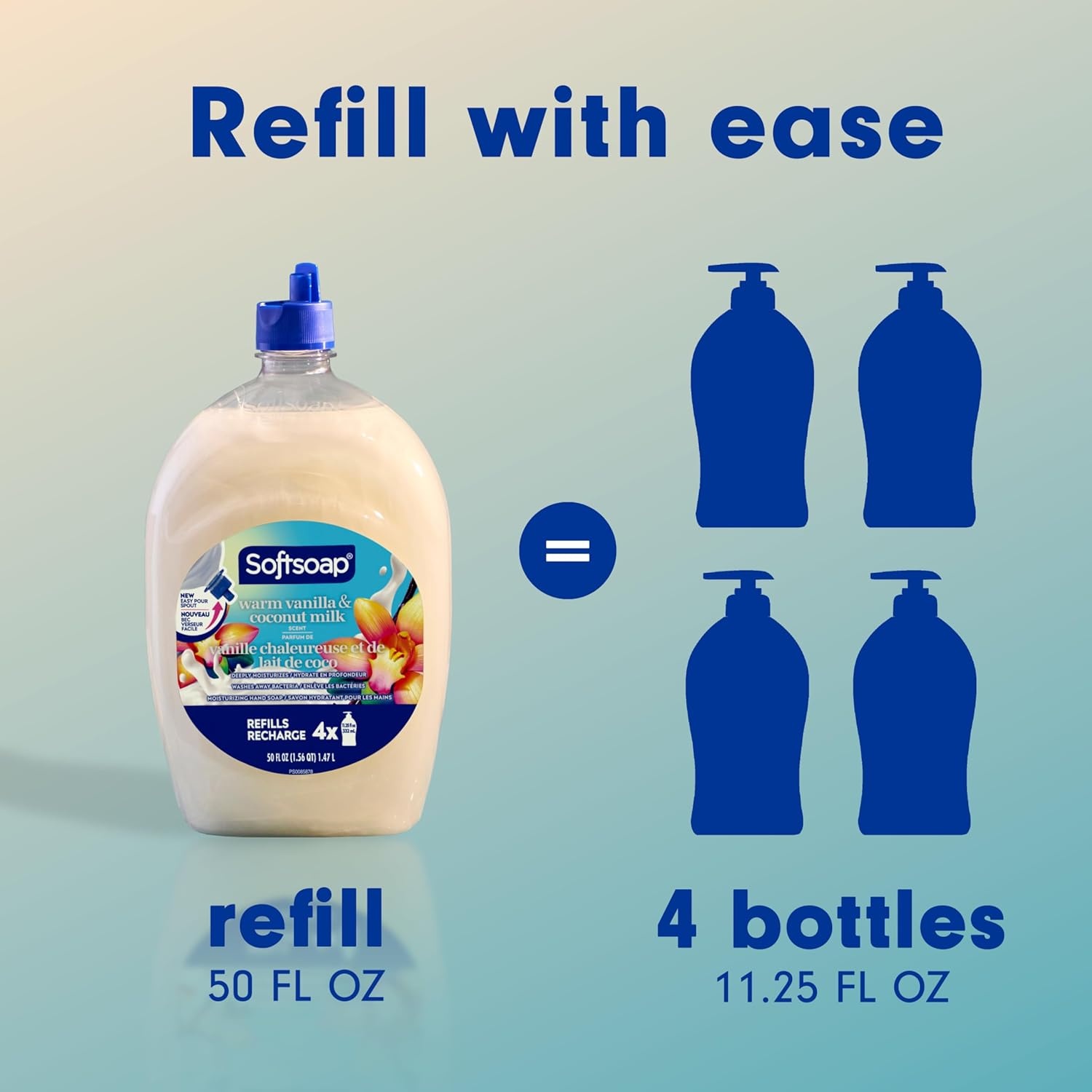 imageSoftsoap Moisturizing Liquid Hand Soap Warm Vanilla and Coconut Milk 50 oz Refill50 Fl Oz Pack of 1