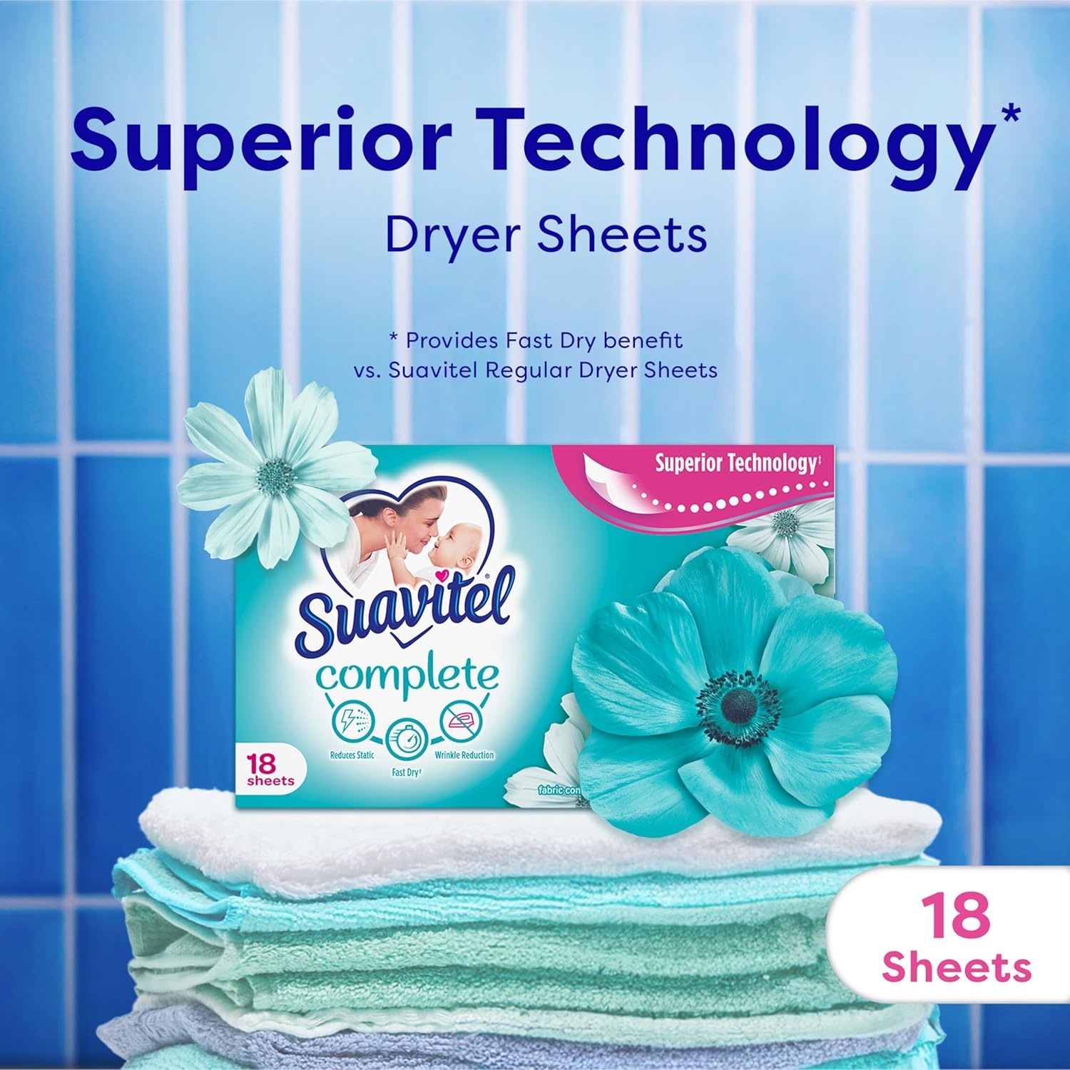 imageSuavitel Complete Fabric Softener Dryer Sheets Field Flowers 185 ct 4 pack1 Count Pack of 15