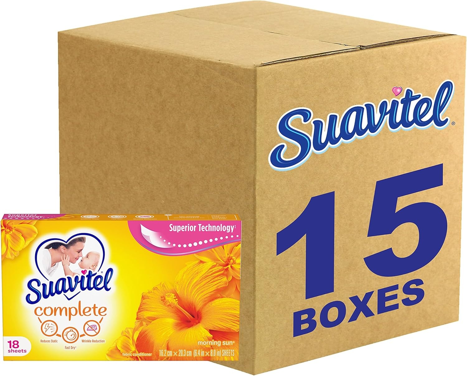 imageSuavitel Complete Fabric Softener Dryer Sheets Field Flowers 185 ct 4 pack1 Count Pack of 15