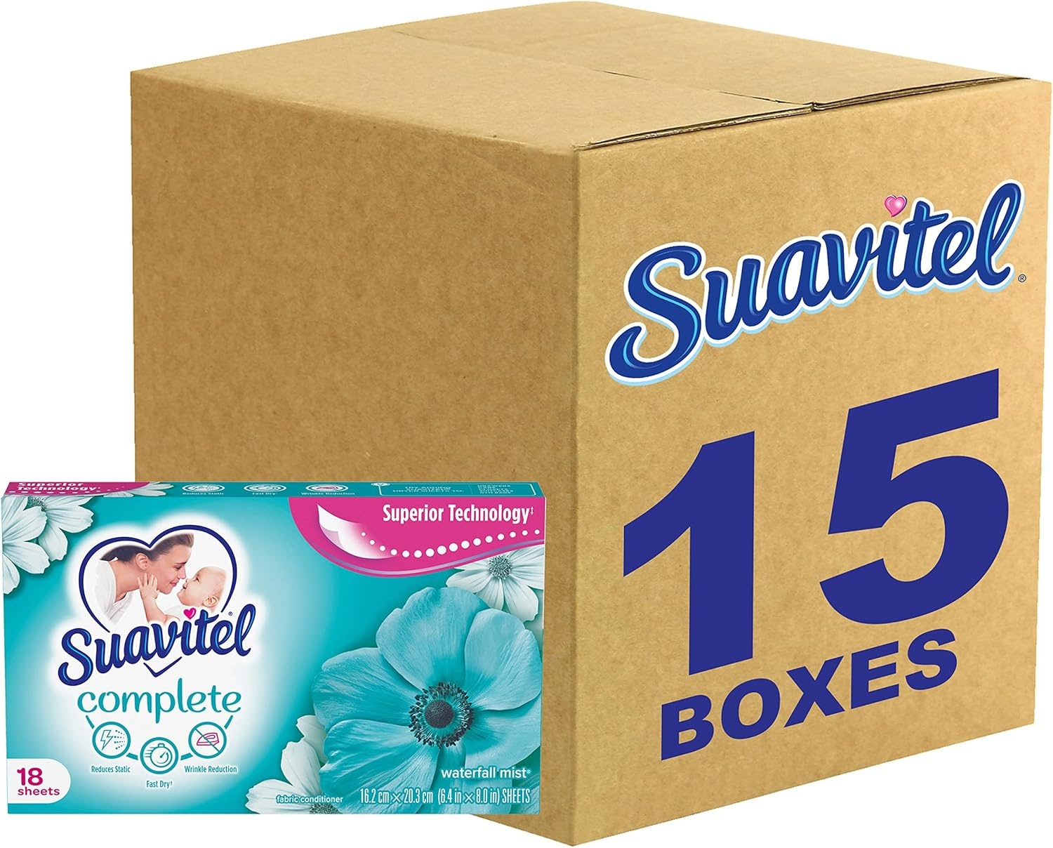 imageSuavitel Complete Fabric Softener Dryer Sheets Field Flowers 185 ct 4 pack1 Count Pack of 15