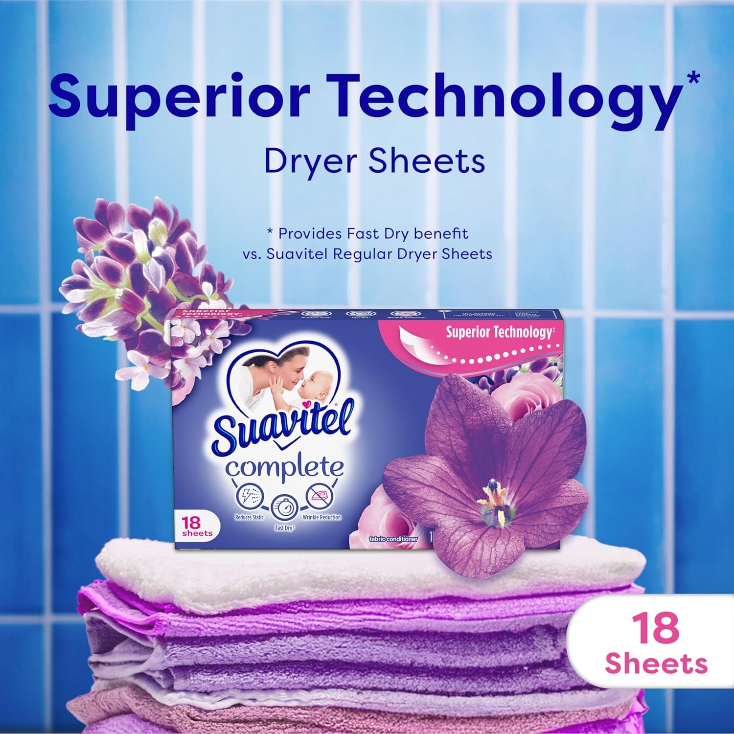 imageSuavitel Complete Fabric Softener Dryer Sheets Field Flowers 185 ct 4 pack1 Count Pack of 15